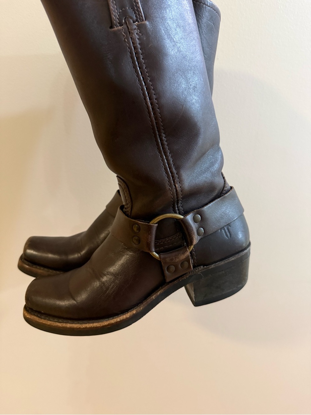 FRYE Harness Brown Leather Boots 6.5 - Picture 7 of 10